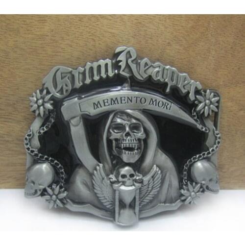 BuckleClub wholesale black GRIM REAPER super hero film cowboy jeans gift belt buckle FP-02388-2 pewter finish 4cm width loop
