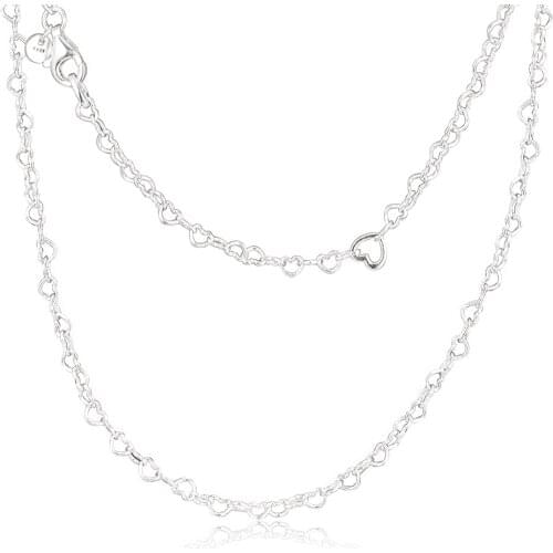 925 Sterling Silver Joined Hearts Necklace For Women Original Jewelry Making Anniversary Gift