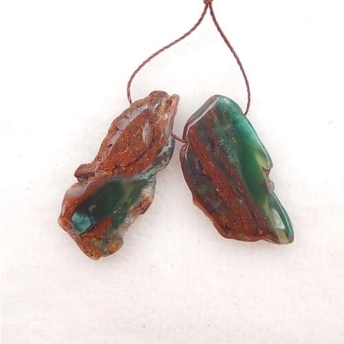 Birthday Gift,Natural Green Chalcedony fashion woman Earrings Bead 29x15x4mm,6.6g