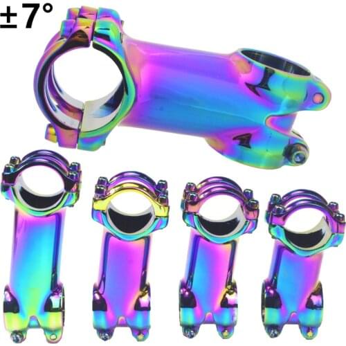 SHIKRA Bicycle Stem Mountain Road Bike Stem 7 Degree 60/70/80/90mm 31.8 Handlebar Stem Bike Riser MTB Ultralight Rainbow Stem