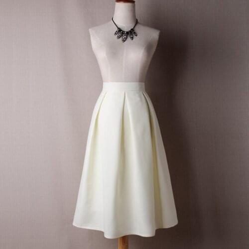 2021 Fashion Summer Women Vintage Hepburn Style Tutu Skirt Lady OL Solid Color High Waist Pleated A-line Party School Sun Skirt