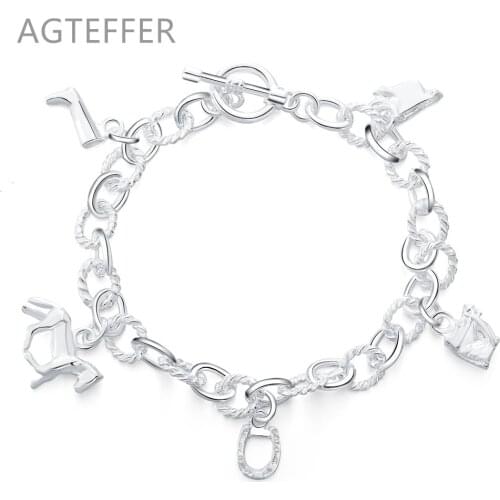 AGTEFFER 925 Sterling Silver Horse Package Boots Bracelet For Women Wedding Engagement Party Jewelry