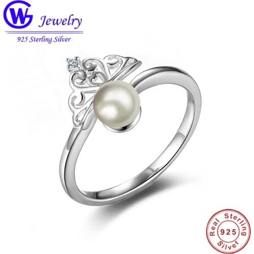 2018 Hot Fashion Real Pearl Jewelry Natural Freshwater Pearl Crown Wedding pearl Ring For Women Gift