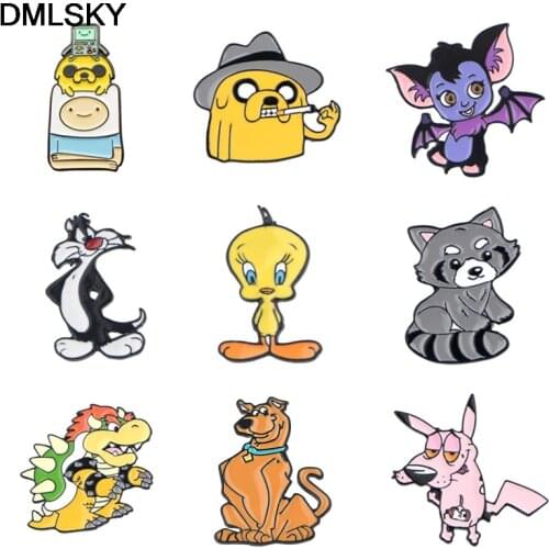 DMLSKY Funny Cute Brooch Enamel pin Cartoon Character Metal pins Icon on The Backpack Pin Badges for Clothing M4271