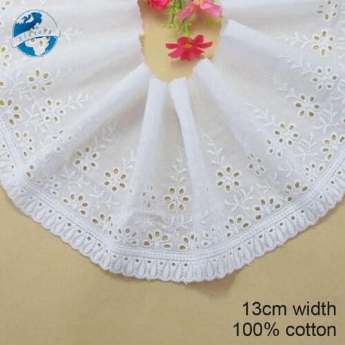 13cm width 100% Cotton embroid lace sewing ribbon french lace diy guipure trim fabric warp knitting DIY Garment Accessories#3305