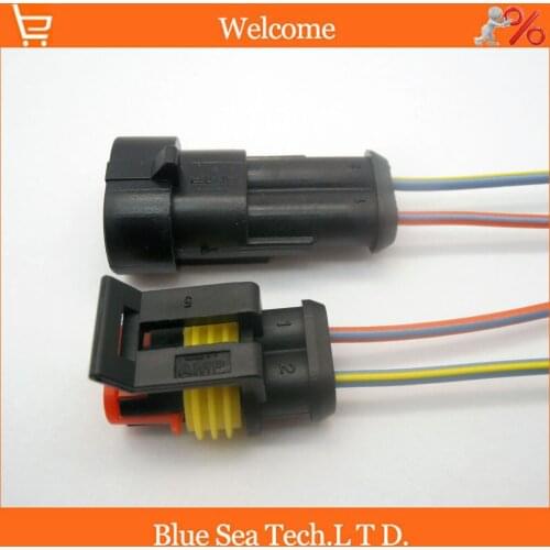 2 pairs 2Pin,AMP HID Auto Connectors with 10CM copper cable 18 AGW,18# for HEV/EV Start/Stop/Inverter Systems,Digital Radios