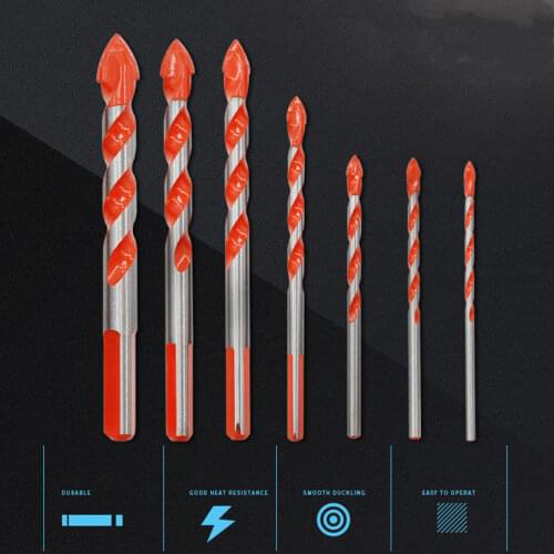 5/7 Pcs Electric Tools Center Drill Hammer Concrete Ceramic Tile Metal Drill Bit Round Shank 6mm-12mm DIY Wall Hole Saw Drilling