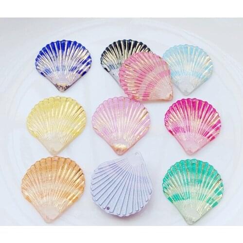 Acrylic Rhinestone Glitter Colorful Shell for Home Wedding Decor Crafts Making Scrapbooking DIY Hair Bow Center 32*35mm 60pc E15