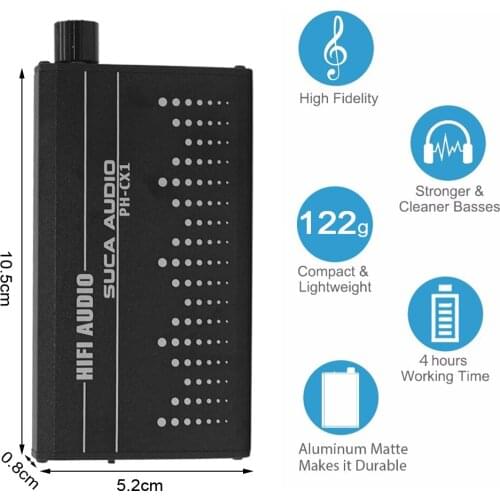 Amplfier Earphone Aluminum HIFI Headphone Portable Mini 3.5mm Headset For iPhone Android Mobile Phones 1000mAh Lithium Battery