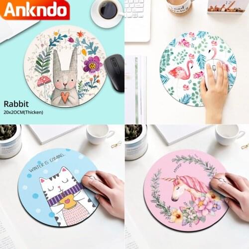 ANKNDO Cartoon Mouse Pad 20Cm Diameter Round Cute Mousepad Kawaii Pad for Mouse Desk Mice Mat for Pc Laptop Computer Accessories