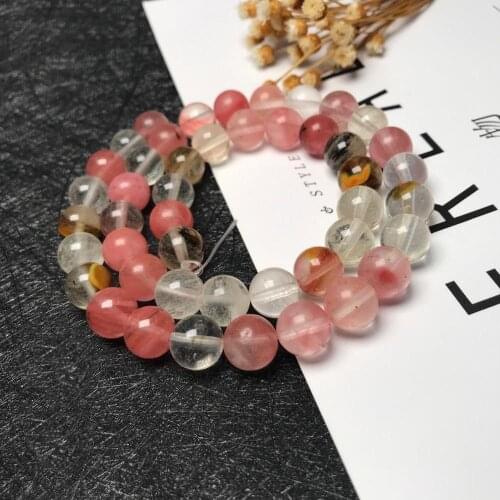 High quality 4mm 6mm 8mm 10mm Pink white watermelon peel color Natural stone Beads Pick Size Loose Bead For Handmade bracelets
