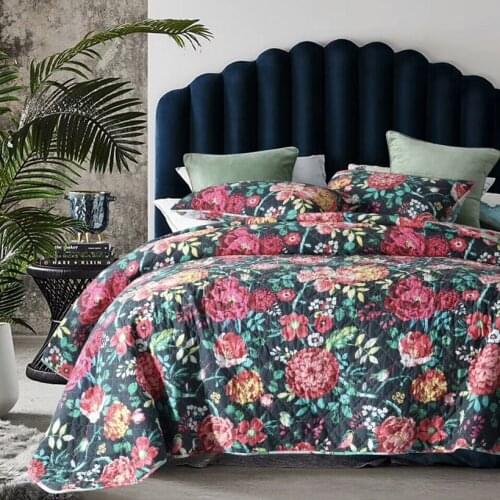 CHAUSUB Bohemia Bedspread Quilt Set 3PCS Printed Cotton Quilts Bed Cover Pillowcase King Queen Size Summer Quilted Coverlet