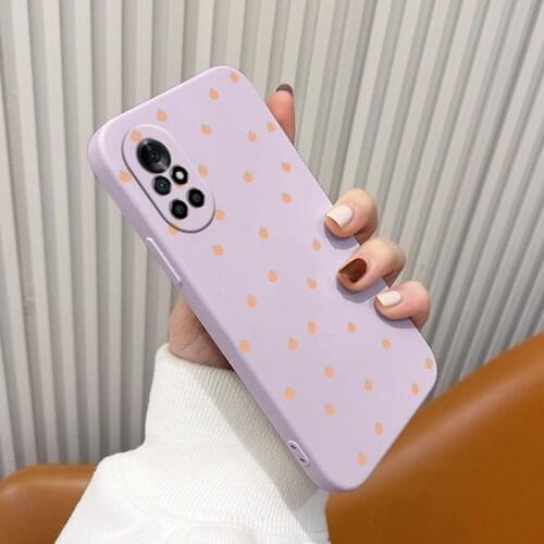 Little Cherry Square Ultra Thin Liquid Silicone Case For Huawei Nova 8 7 Pro SE 6 SE 5 Pro 5Z 5I 5Ipro 5T 4 4E Soft Phone Cover