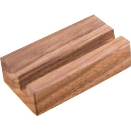 Black Walnut Beech Wood Business Card Holder Office Desk Wooden Photo Stand Name Memo Clips Organizer Storage Dinner Party U4LD