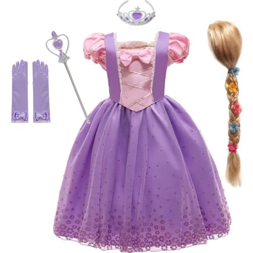 Kids Girls Princess Sofia Dress Rapunzel Dresses Ball Gown Long Party Dress Children Clothing Kids Halloween Cosplay Costume