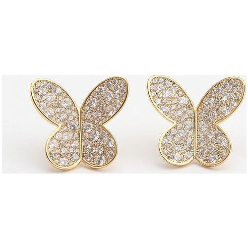 European and American style jewelry micro-inlaid zircon butterfly earrings earrings earrings women