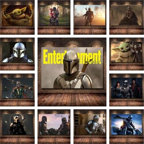 Classic Popular American Drama The Mandalorian Canvas Painting Science Fiction Posters and Print Wall Art Picture for Home Decor