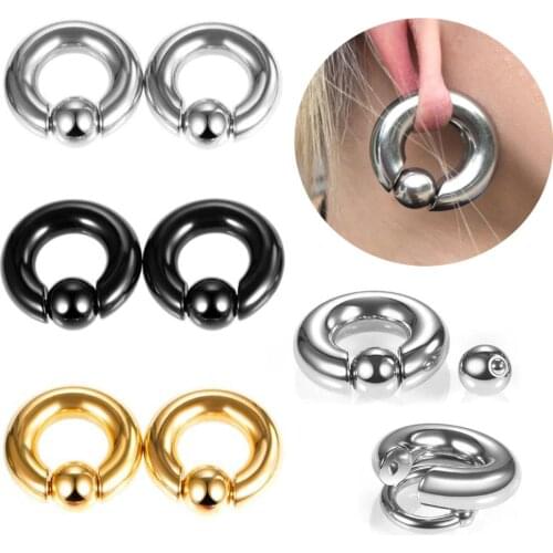 TJP 2 pcs Stainless Steel Piercing Captive Hoop Rings Tragus Ear Tunnels Nose Closure Nipple Bar Lips Body Jewelry