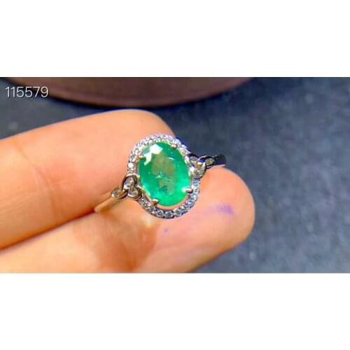 Natural emerald Ring fashionable gem quality 925 silver 6x8mm