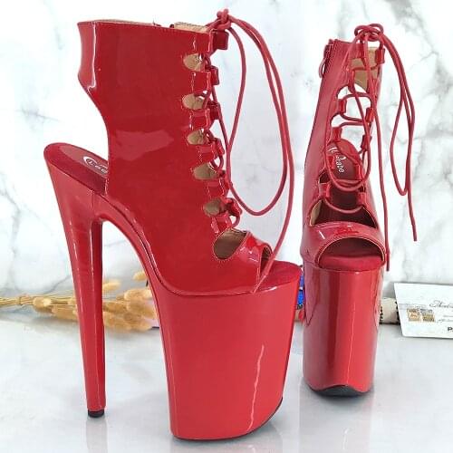 Leecabe 9inches RED Platform Shoes Sexy Dance Shoes 23 CM High Heels Sandals Pole Dance shoes