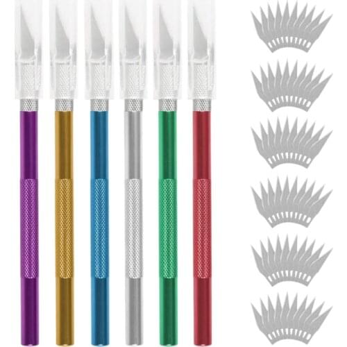 TOP Art Carving Knife 6 Pcs Exacto Knife Upgrade Precision Carving Craft Knife Hobby Knife with 60 Pieces Blades for Cutting