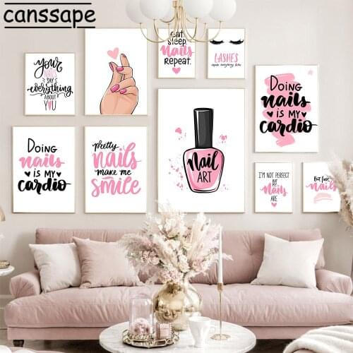 Fashion Nail Shapes Wall Art Print Nail Art Poster Eyelash Canvas Painting Modern Wall Pictures For Beauty Salon Decoration