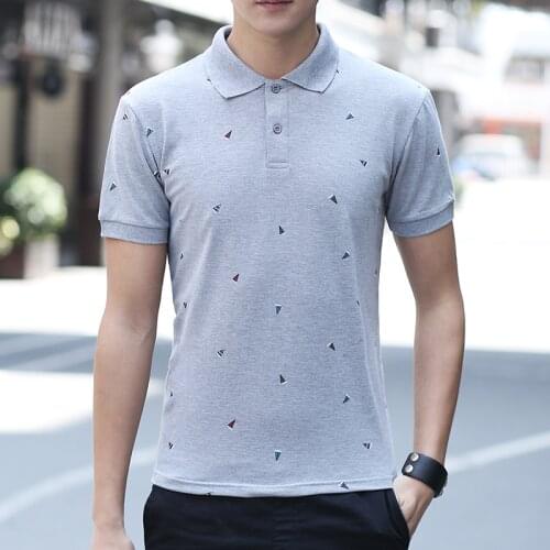 TEHEZAD 2021Summer New Style Christmas Tree Mens Polo Shirt Pique Cotton Short-Sleeved Gray Casual Breathable Lapel Mens Shirt