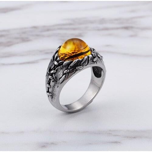 Sewing Cat Eyes Stainless Steel Ring For Men Opals Fashion Personality Party Ring For Male Metal Finger Jewelry