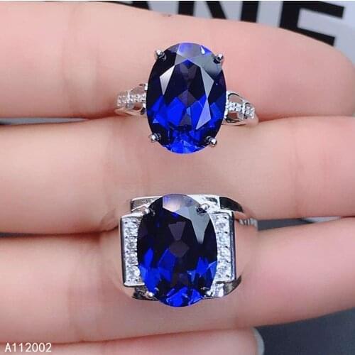 KJJEAXCMY fine jewelry natural sapphire 925 sterling silver new gemstone men women ring Couple suit support test beautiful