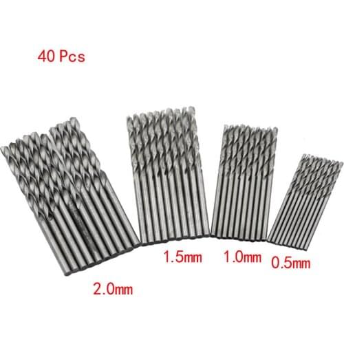 40Pcs 0.5/1/1.5/2mm Diamond Coated Twist Drill Bit High Steel for Woodworking Plastic And Aluminum HSS Drill Bit Set
