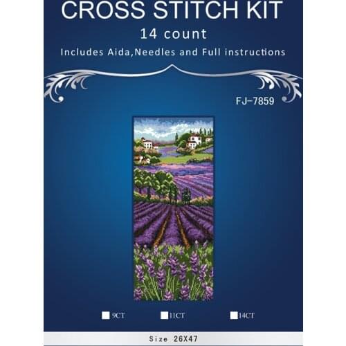 Oneroom Lavender fields home Decor counted14ct white canvas similar DMC Cross Stitch kits14ct needlework Set DIY embroidery