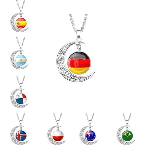 2022 Qatar Football Necklace World Cup Fans Flag Football Necklace Crescent Pendant European Cup Necklace Couple Trend Jewelry