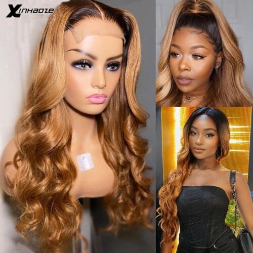 Ombre Blonde Lace Front Wig Human Hair Body Wave 13x4 Lace Front Wig 4x4 Closure Wig Brazilian Remy Hair For Women