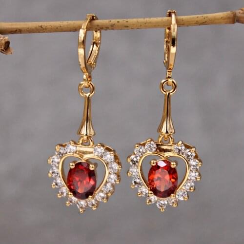 Gold Plated dangle drop earring Earrings for Womens earrings zircon stone Cooper heart Earring Jewelry for Party Wedding