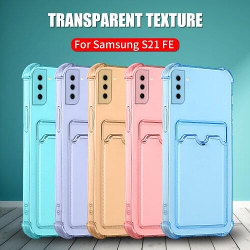 Clear card slot wallet for samsung galaxy s20 s21 fe s 20 21 plus note 20 ultra 5g shockproof protect coque