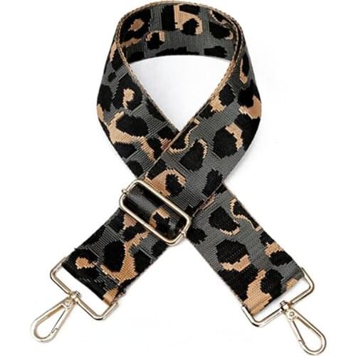 Leopard Print Adjustable Handbag Shoulder Strap DIY Replacement with Metal Swivel Hooks Lady Bag Accessories