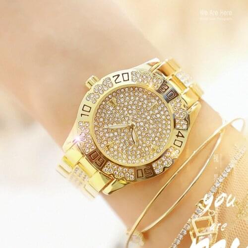 Luxury lady Crystal Watch Women Fashion Quartz Watches Female Stainless Steel Strap Dress Gold Clock Relogio feminino