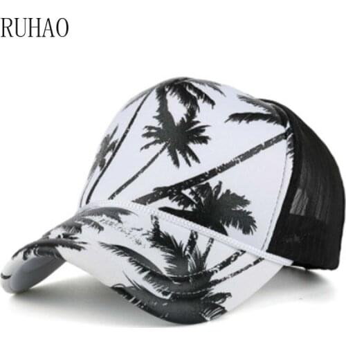 RUHAO summer Women baseball cap coconut tree Unisex Mesh Cap snapback Bone gorras para hombre dad hats