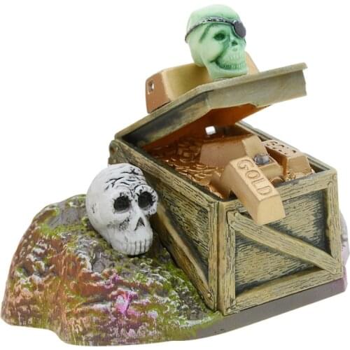Saim Aquarium Skull Ornament Fish Tank Decorations Jewelry Box Decor Plastic Decoration Skeletons Treasure Chest