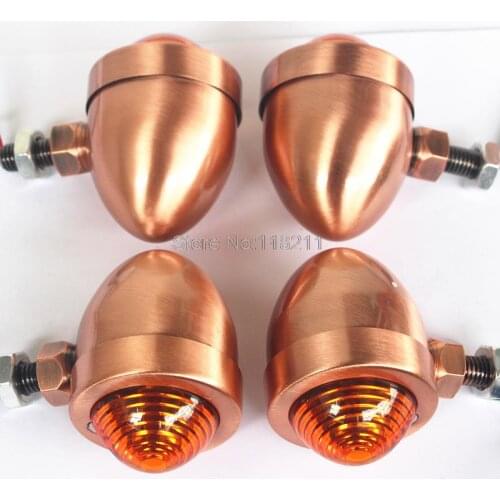 MOTOWOLF 2 pair Universal Coppery Motorcycle Turn Signals Lights shell Retro Turn Lamp / Light For Harleys Choppers classic