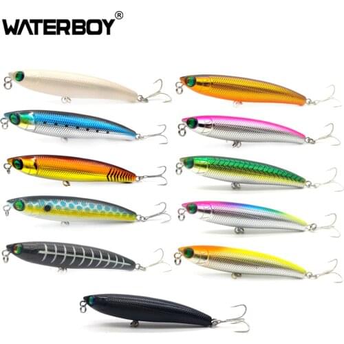 WATERBOY 11cm 20g Fishing Pencil Lure Floating High Quality Hard Surface Artificial Topwater Electroplated Stickbait fish Bait