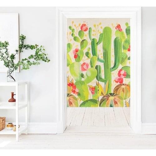 Plant Flower Leaf Door Curtain Linen Tapestry Study Bedroom Home Decor Kitchen Curtain