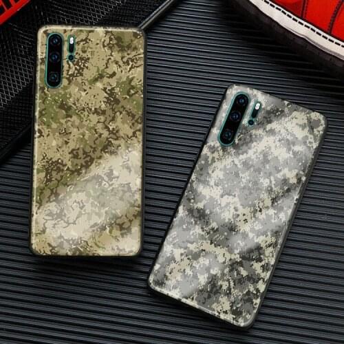 Camouflage soft silicone glass phone case cover shell for Huawei Honor V Mate P 9 10 20 30 40 Lite Pro Plus Nova 2 3 4 5