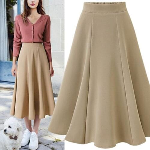 2019 Autumn Winter Wild Women Skirt High Waist Solid A-Line Thick Skirts Maxi Long Skirts For Women jupe femme