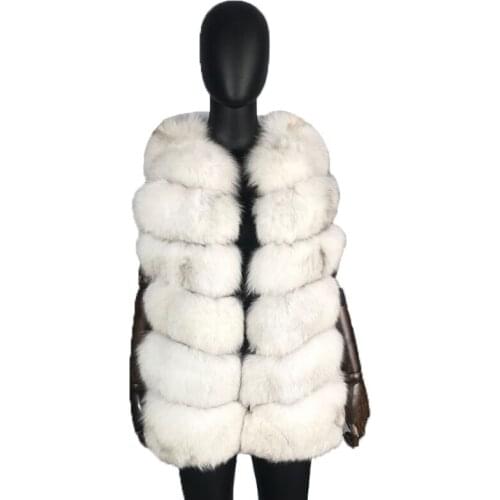 Coat Women Jacket Vest Streetwear 2021 Autumn New Real Fox Fur Sleeveless Fashion Casual