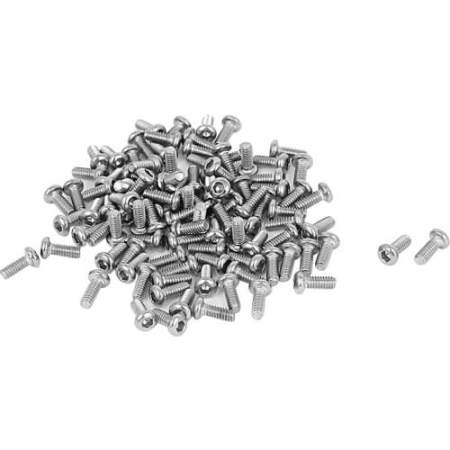 0.4mm Pitch M2 Stainless Steel Hex Socket Button Head Screws 100 Pcs