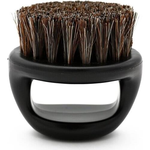 1 Pcs Ring Design Horse Bristle Men Shaving Brush Plastic Portable Barber Beard Brushes Salon Face Cleaning Razor Brush(black)