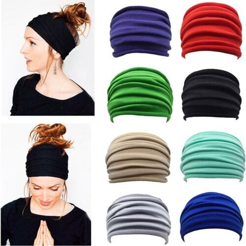 1PC Women Wide Sports Headband Solid Color Nonslip Stretch Running Turban Sweatband Casual Elastic Hairband Accessories