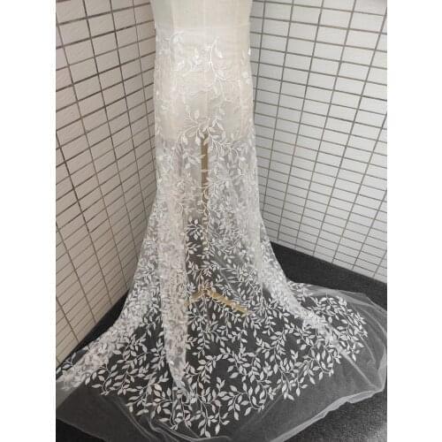 1 Yard/ Lot Seuqins Lace Fabric 135cm Width Dress Lace Fabric Bridal Lace Fabric Sequins and Bead Lace Fabric