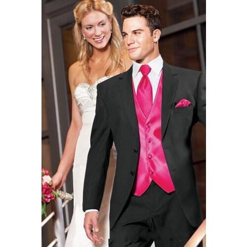 2017 the groom like a Hollywood star, black for the groom and his attendants/wedding suit (jacket + pants + tie, vest)